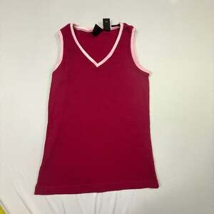 Erika Ribbed V-Neck Two-Tone Tank Top Size Small